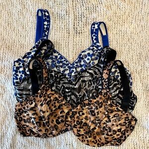 SOLD! (34FDDD) Wacoal Awareness Full Figure Set of 3 Animal Print